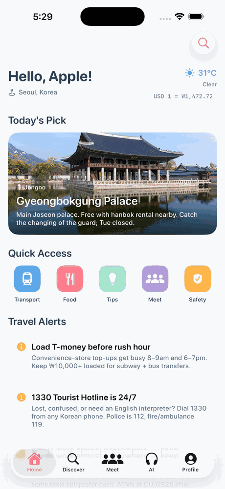 Solo Korea 앱 화면